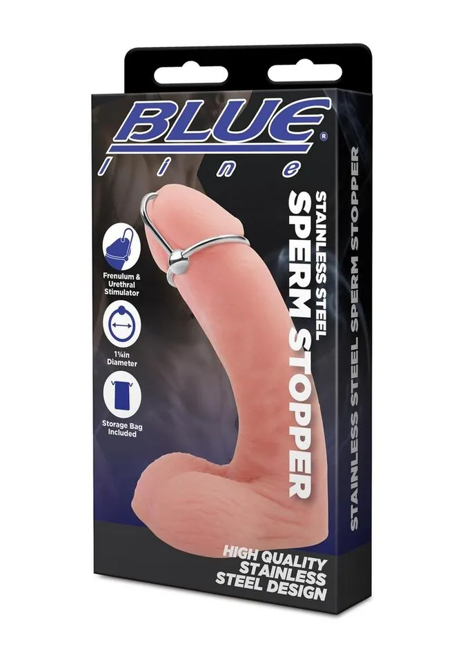 Dildos Blue Line CandB Gear Blue Line Stainless Steel Sperm Stopper