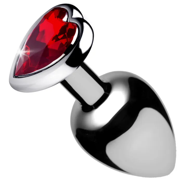 XR Brands Booty Sparks Male Sex Toys Red Heart Gem Anal Plug Medium