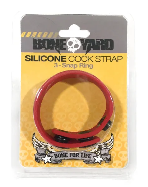 Rascal Male Sex Toys Boneyard Silicone Cock Strap 3 Snap Ring Red