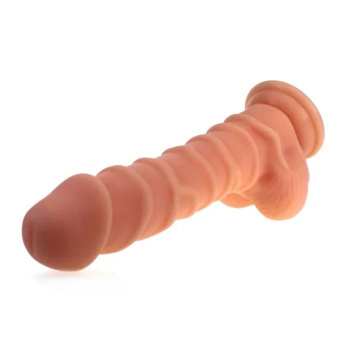 Realistic Dildo Ridged Shaft w Balls Flesh XMEN Dildos