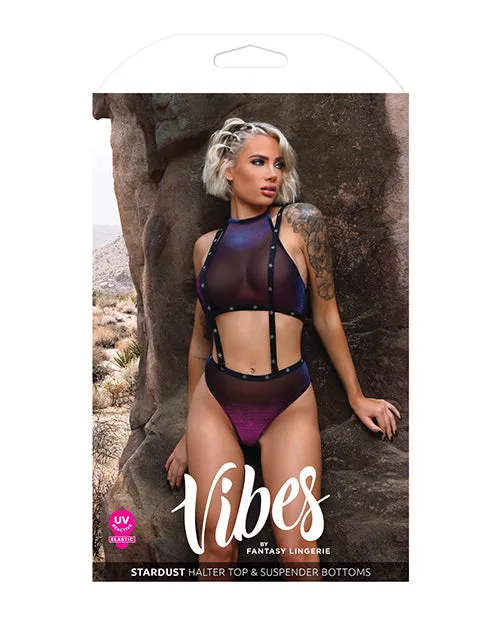 Fantasy Lingerie Vibes Stardust Halter Top Suspender Bottoms Black Vibrators Fantasy Lingerie Vibes Stardust Halter Top Suspender Bottoms Black Vibrators