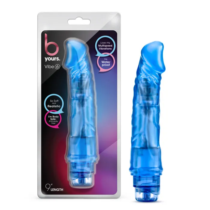Blush B Yours By Blush Vibe 6 Realistic Blue 85Inch Long Vibrating Dildo Vibrators