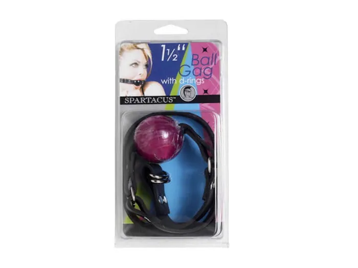 Couples Spartacus Spartacus Leathers Bondage Gear 15 inches Black Strap with Purple Ball
