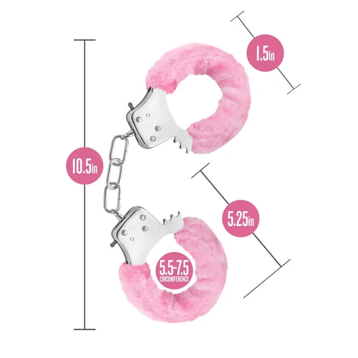 Male Sex Toys Blush Novelties Temptasia Beginner Cuffs Pink Adjustable BodySafe with Faux Fur Lining