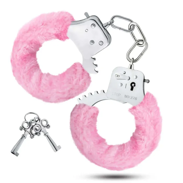 Male Sex Toys Blush Novelties Temptasia Beginner Cuffs Pink Adjustable BodySafe with Faux Fur Lining