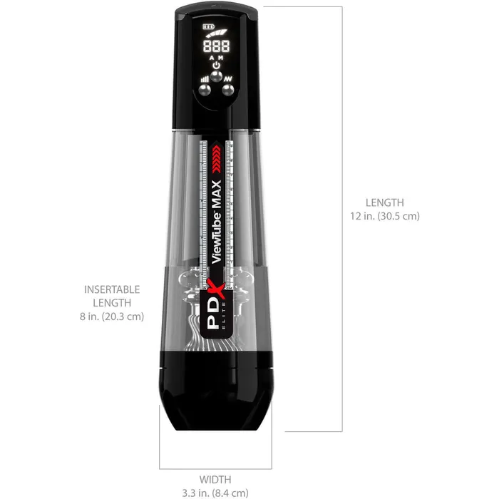 Male Sex Toys Pipedream Products PDX Elite Viewtube Max View See Through Suction Stroker