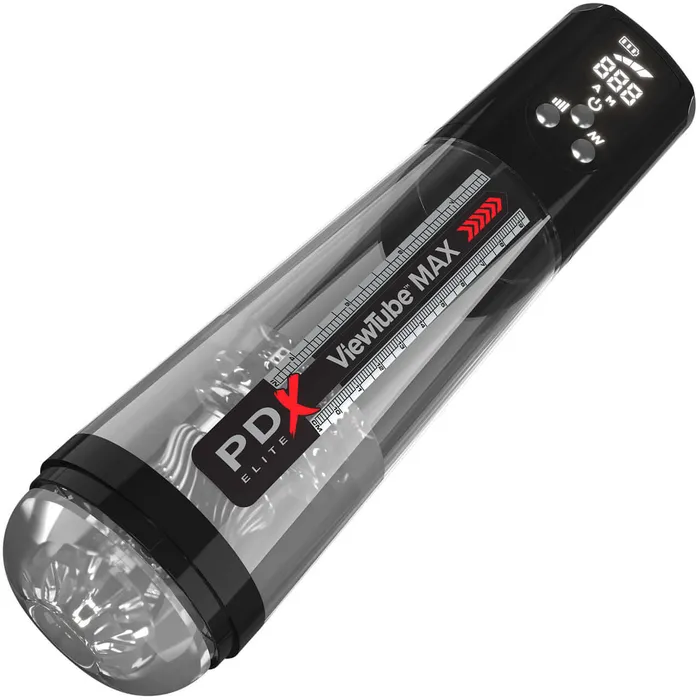 Male Sex Toys Pipedream Products PDX Elite Viewtube Max View See Through Suction Stroker