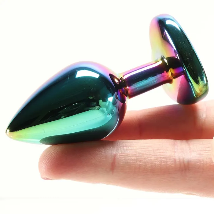 ns novelties Small Aluminum Plug with Rainbow Heart Gem in Multicolor Female Sex Toys ns novelties Small Aluminum Plug with Rainbow Heart Gem in Multicolor Female Sex Toys