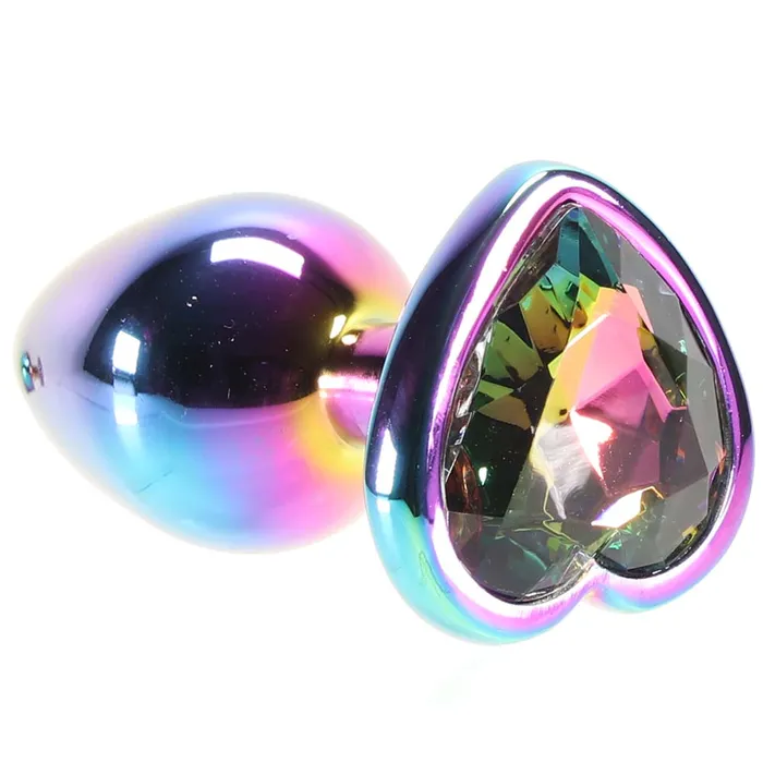 ns novelties Small Aluminum Plug with Rainbow Heart Gem in Multicolor Female Sex Toys ns novelties Small Aluminum Plug with Rainbow Heart Gem in Multicolor Female Sex Toys