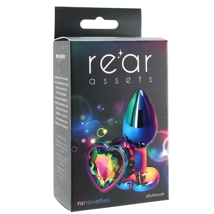 ns novelties Small Aluminum Plug with Rainbow Heart Gem in Multicolor Female Sex Toys ns novelties Small Aluminum Plug with Rainbow Heart Gem in Multicolor Female Sex Toys