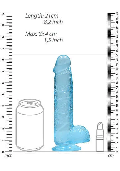 Realrock 8 inches Realistic Dildo with Balls Blue SHOTS AMERICA Female Sex Toys