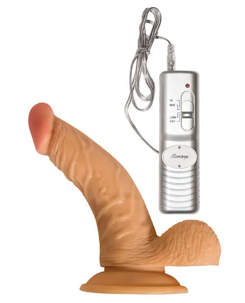 The All American Whopper 7 inches with Balls Beige Vibrating Nasstoys Dildos