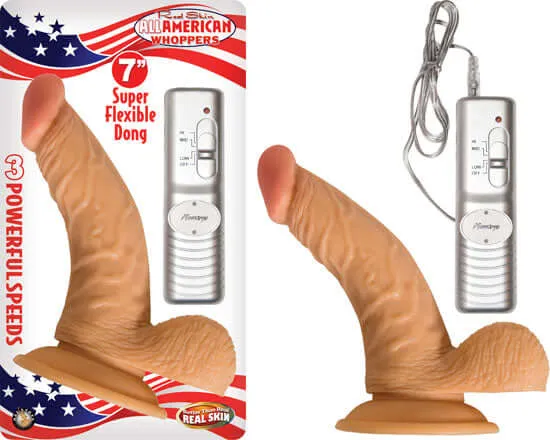 The All American Whopper 7 inches with Balls Beige Vibrating Nasstoys Dildos