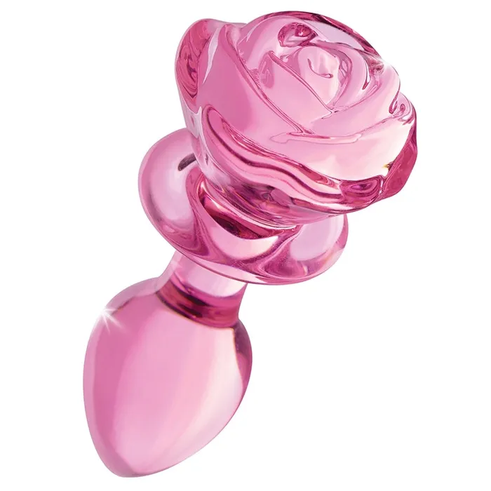 XR Brands Male Sex Toys Booty Sparks Pink Rose Glass Anal PlugMedium