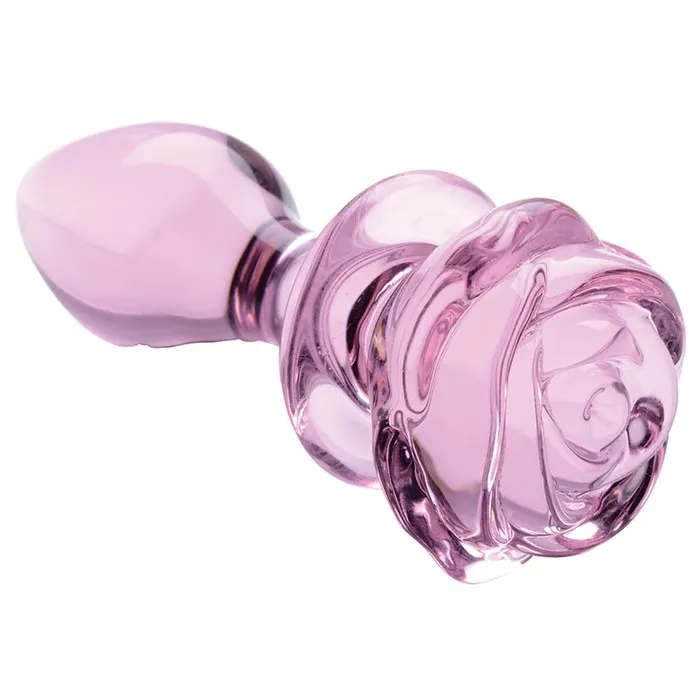 XR Brands Male Sex Toys Booty Sparks Pink Rose Glass Anal PlugMedium