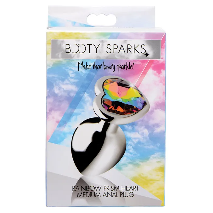 XR Brands Male Sex Toys Booty Sparks Rainbow Prism Heart Anal PlugMedium